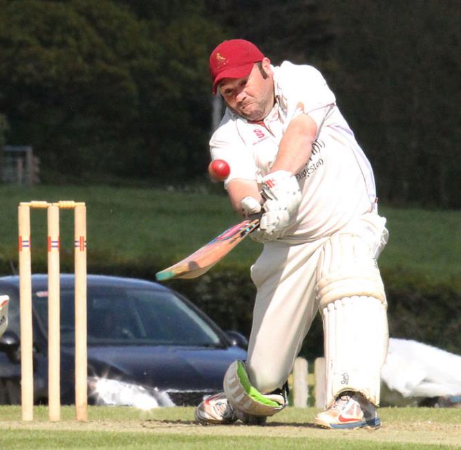 Ryan Lewis cracks a six for  Cresselly against Whitland